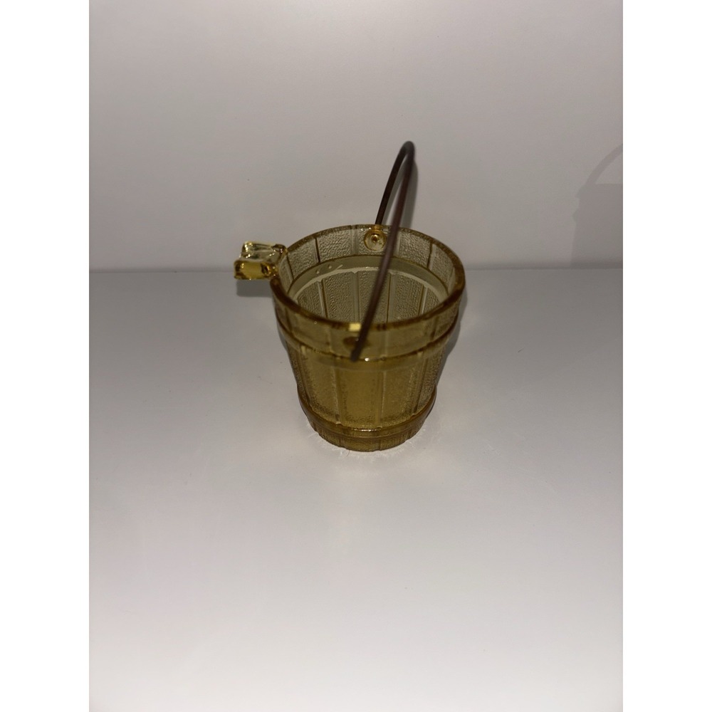 Vintage Hazel Atlas Amber Glass Small Bucket Ashtray W/Handle Unique Piece